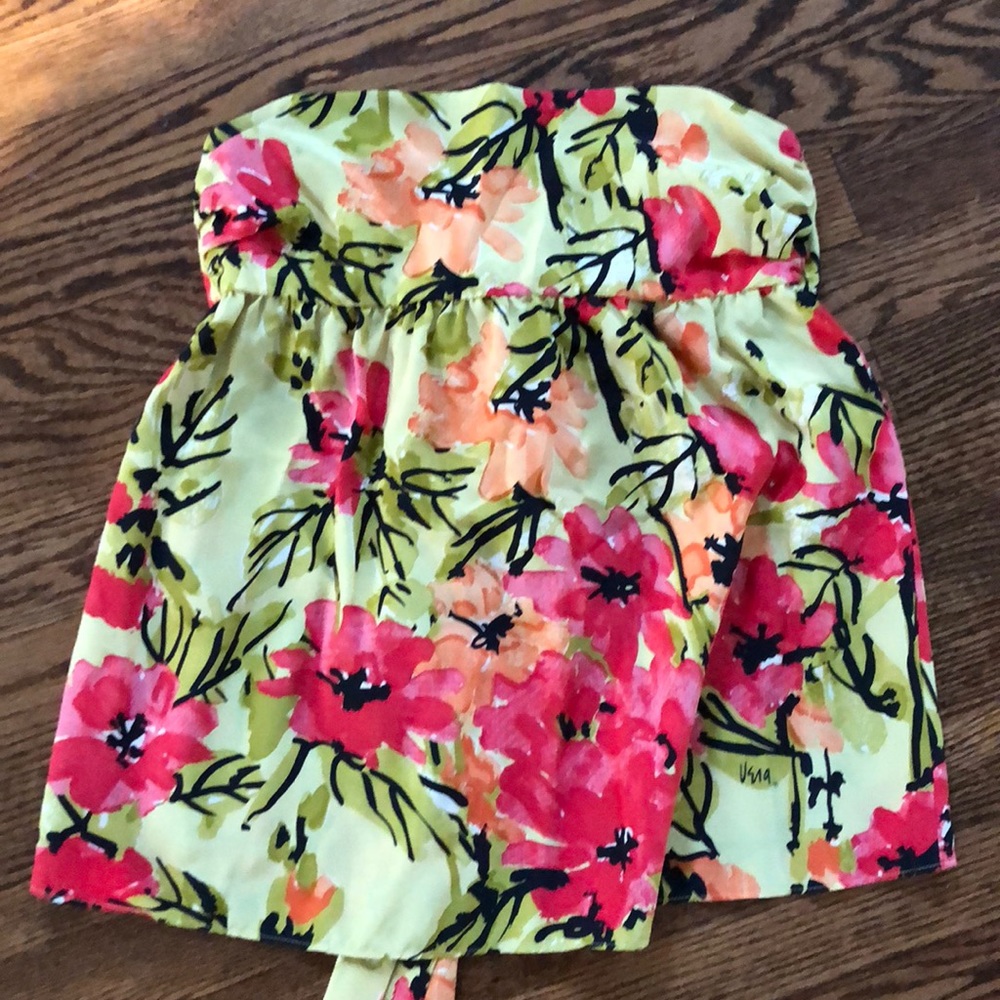 Anthropologie strapless top with sash.  100% silk